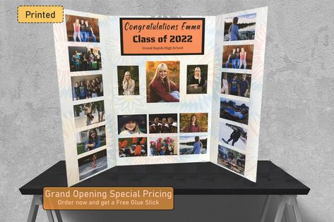 Graduation Trifold Board Photo Displays, Graduation Photo Boards, Tri Fold Poster Board, Trifold Board, Tri Fold Poster, Photo Display Board, Sharpie Paint Pens, Kind Photo, Photo Board