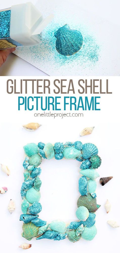 Sea Shell Picture Frame, Shell Picture Frame, Shells And Sand, Kids Rooms Diy, Shell Frame, Summer Crafts For Kids, Puffy Paint, Ocean Crafts, Glitter Crafts