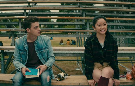 Josh (Israel Broussard) and Lara Jean in her first-day-of-school outfit. Photo: Awesomeness Films Josh Sanderson, Movie Watching Party, High School Romance, Bad Breakup, College Guys, Love Of My Live, Lara Jean, Jenny Han, Movie Shots