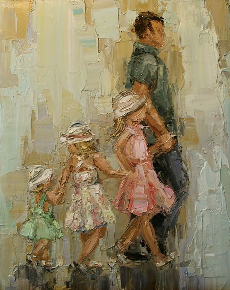 Daddy's Girls II" by Kathryn Morris Trotter | Daily Painters ... Elevated Emotions, Casual Pictures, Kathryn Morris, Oil Picture, Daily Painters, Art Appreciation, Pablo Picasso, Oil Painting Abstract, Bari