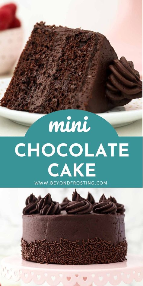 Mini Chocolate Cake Recipe, Chocolate Cake For Two, Small Chocolate Cake, Cake For Two, Mini Chocolate Cake, Mini Cake Recipe, Small Batch Baking, Dessert For Two, Cake Layers