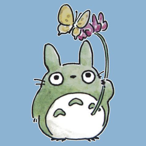 Totoro & Butterfly by MissCake Cute Totoro, Totoro T Shirt, Japanese Film, Anime Child, Hayao Miyazaki, Anime Stickers, Miyazaki, Japanese Anime, Studio Ghibli