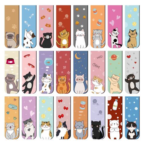 PRICES MAY VARY. 【 Cats Bookmarks】The cat magnetic bookmark is made of high quality magnetic and paper blocking material, 24 cute cat patterns in a realistic style to inspire youngsters to read, like me and we both find these cute and very helpful in marking our pages. 【 Package Details】You'll receive 48 magnetic cat bookmarks in 24 different styles, 2 of each; plenty of them and cute designs for everyday use and replacement. 【 Suitable Size】Magnetic bookmark folds to approx. 6 x 2 cm / 2.36 x 0 Magnetic Bookmarks Printables, Cat Bookmarks Printable, Rebeca Core, Cats Bookmarks, Coloring Bookmarks Free, Cat Party Favors, Magnet Bookmark, Homemade Bookmarks, Magnetic Book