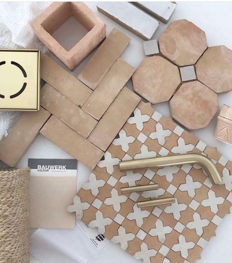 Terracotta Tile Bathroom, Terracotta Bathroom Floor, Terracotta Bathroom, Tiles Of Ezra, Tiles Terrazzo, Modern Mediterranean, Terrazzo Tile, Spanish Style Home, Spanish House