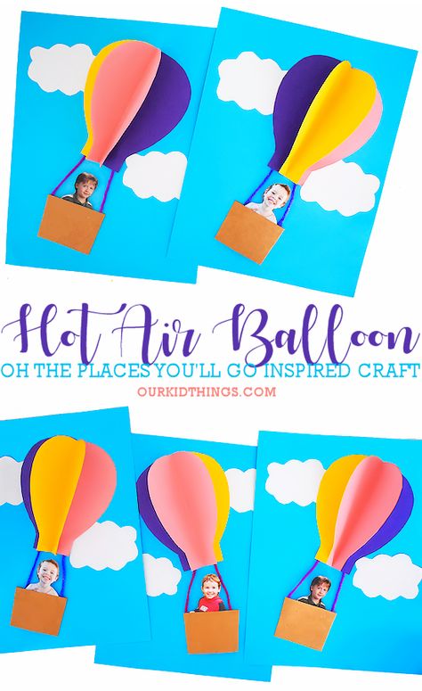 Hot Air Balloon Craft Preschool, Balloon Crafts Preschool, Ballon Crafts, Air Balloon Craft, Balloon Craft, Hot Air Balloon Craft, Hot Air Balloons Art, Balloon Template, Seuss Crafts