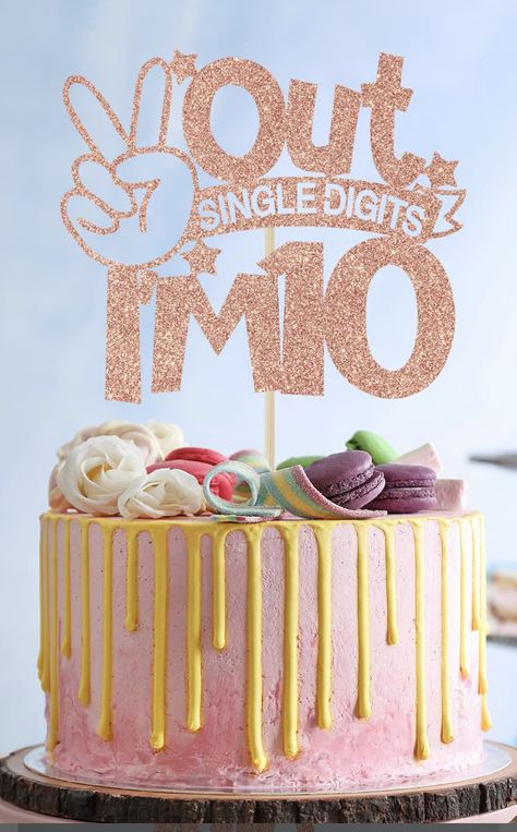 In My Double Digits Era Cake, Double Digit Birthday Cake, Big 10 Birthday Ideas, Tenth Birthday Party Ideas Daughters, Cakes For 10th Birthday Girl, Double Digits Birthday Cake, Girls 10th Birthday Cake, Double Digit Birthday Ideas Daughters, Girl 10th Birthday Party Ideas