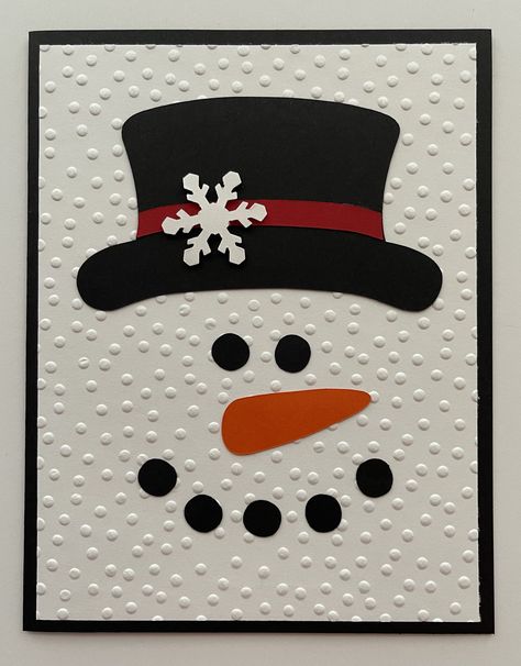 Christmas Cards Handmade Snowman, Snowman Christmas Cards Diy, Handmade Snowman Christmas Cards, Snow Cards Handmade, Winter Thank You Cards Handmade, Scrap Paper Christmas Cards, Embossing Folder Cards Ideas, Snowman Card Ideas, Stampin Up Christmas Cards Handmade