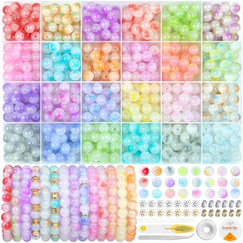 PRICES MAY VARY. Items in the Kit: The glass beads for jewelry making contains 24 colors 8mm 600pcs glass beads and 100pcs spacer beads, 1 roll of elastic string, 1 roll of crystal string, a scissors, a tweezers, two beaded needles. Wide Range of Colors: The crystal beads has a wide range of colors. Whether it's a sparkling red, a vibrant blue, or a deep purple, each color adds unique personality and charm to the glass beads for bracelets. Whether you prefer bright and lively colors or soft and Cheap Faceted Beads Necklaces For Jewelry Making, Cheap Multicolor Beads For Jewelry Making, Cheap Polished Beads For Jewelry Making, Bracelet Making Kit Michaels Stores, Bracelets Bead Kit, Cheap Dangling Beads For Jewelry Making, Cheap Themed Beaded Bracelets As Gifts, Pearl Bead Bracelet Kit, Cheap Fun Beaded Necklaces For Jewelry Making