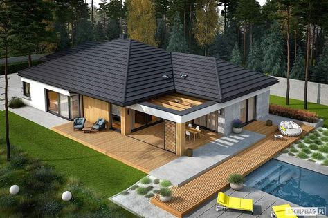 Modern Small House Design, Bungalow Exterior, House Villa, Modern Bungalow House, House Plan Gallery, Modern Style House Plans, House Construction Plan, Model House Plan, House Layout Plans