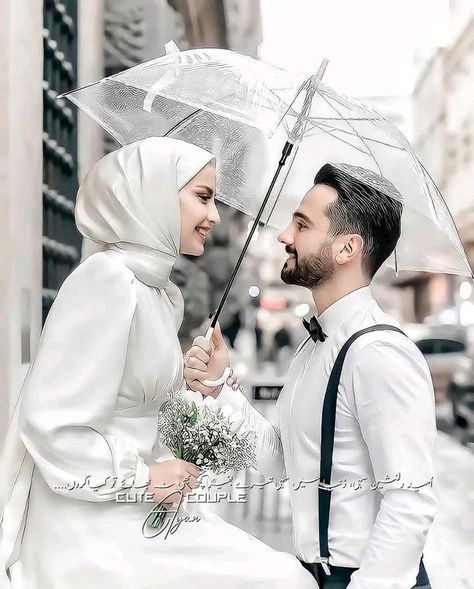 Hijab Wedding Photoshoot, Nikah Poses, Prewedding Hijab, Muslim Wedding Photos, Asian Wedding Decor, Foto Wedding, Bride Dress Simple, Pre Wedding Shoot Ideas, Muslim Couple Photography