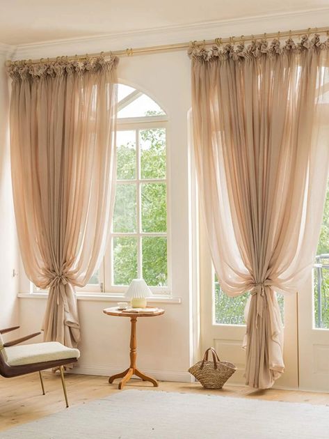 Linen Living Room, Living Room Drapes, Gold Curtains, Window Screen, Colorful Curtains, Fine Linen, Sheer Curtain, Sheer Curtains, Curtains Living Room