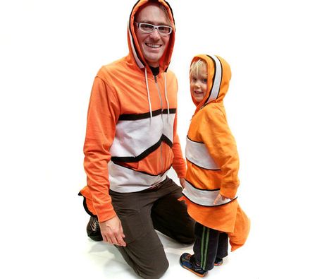 Picture of No-Sew Finding Nemo Clownfish Costume Clownfish Costume, Marlin Nemo, Orange Hoodies, Under The Sea Costumes, Finding Nemo Costume, Nemo Costume, Sea Costume, Sewing Men, Fish Costume