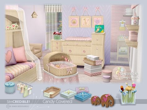 The Sims Resource - Candy Covered Decor [web transfer] Baby Room Set, Sims Rooms, Cream Lamps, Toddler Decor, Sims Baby, Muebles Sims 4 Cc, Baby Furniture Sets, The Sims 4 Packs, Cute Furniture