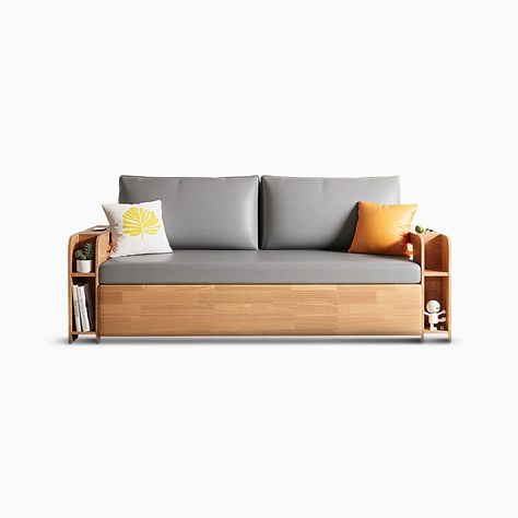 Hernest | 61" Modern Full Sleeper Solid Wood Convertible Sofa Bed Pullout Couch Bed With USB Charging Port L Shaped Sofa Bed, Sofa Convertible, Upholstered Sofa Bed, Sofa Wood Frame, Sofa Bed Frame, Sofa Bed Sleeper, Single Sofa Bed, Pull Out Couch, Modern Sofa Bed