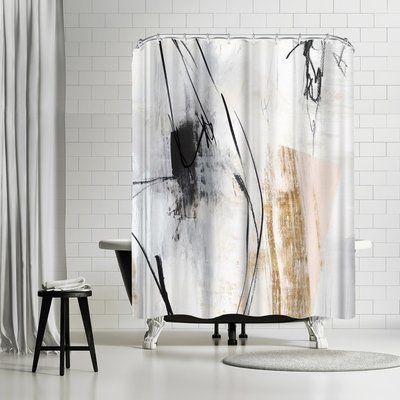 East Urban Home PI Creative Art Fortnight I Shower Curtain Oh Wonder, Cotton Shower Curtain, Striped Shower Curtains, Bath Rugs Sets, Shower Liner, Modern Rustic Interiors, Artwork Display, Bathroom Shower Curtains, Shower Curtain Sets