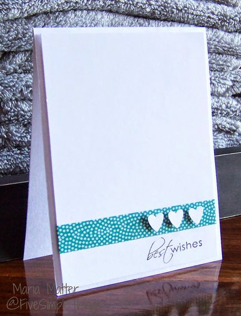 Five Simple Things: A Clean & Simple Wedding Card, Washi tape, Stampin' Up hearts punch, CAS bridal shower, Hero Arts stamps Cricut Stationery, Wedding Card Envelope, Safe The Date, Paper Card Design, Simple Wedding Cards, Wedding Shower Cards, Washi Tape Cards, Wedding Congratulations Card, Shower Cards