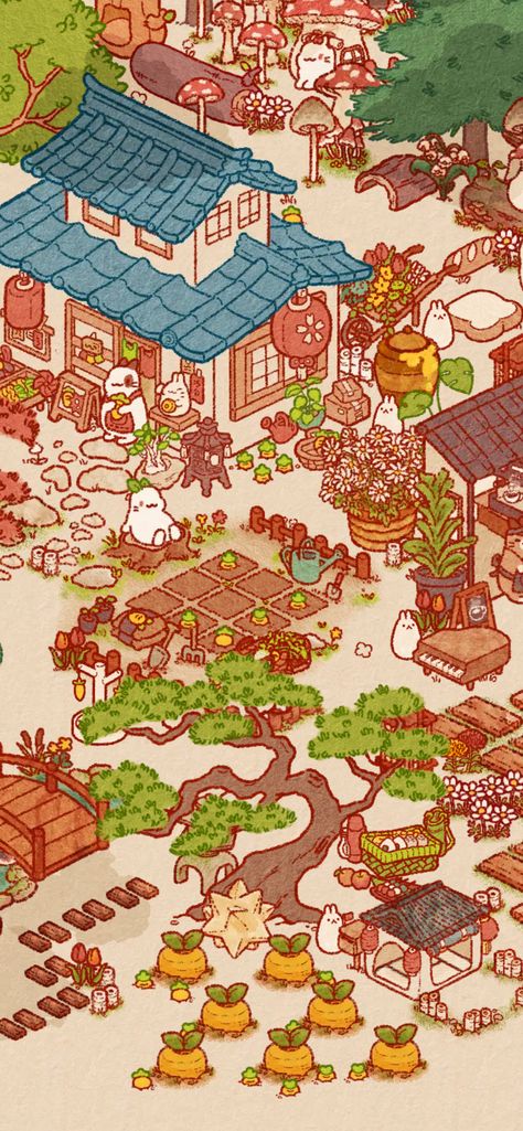 Usagi Shima Game, Usagi Shima Decor Ideas, Usagi Shima, Bunny Island, Bunny Game, Cats And Soup, Tsuki Odyssey, Stuff To Draw, Hay Day