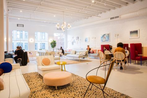 8,000 people are on a waitlist to join this women-only co-working space and club — here's what it's like inside Vintage Photo Booths, Co Working Space, Condo Interior, Meeting Space, Space Photos, The Wing, New Location, Coworking Space, Office Inspiration