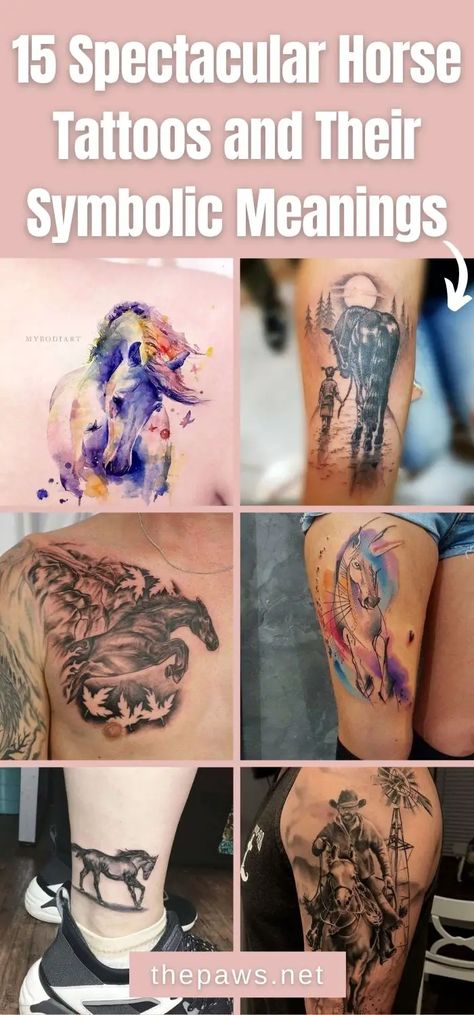 Horse Tattoo Meaning, Horse Shoe Dream Catcher Tattoo, Horse Tattoo Color, Dark Horse Tattoo Ideas, Horses Tattoo Ideas, Small Horse Tattoos For Women, Horse And Flower Tattoo, Spirit Tattoo Horse, Memorial Horse Tattoo