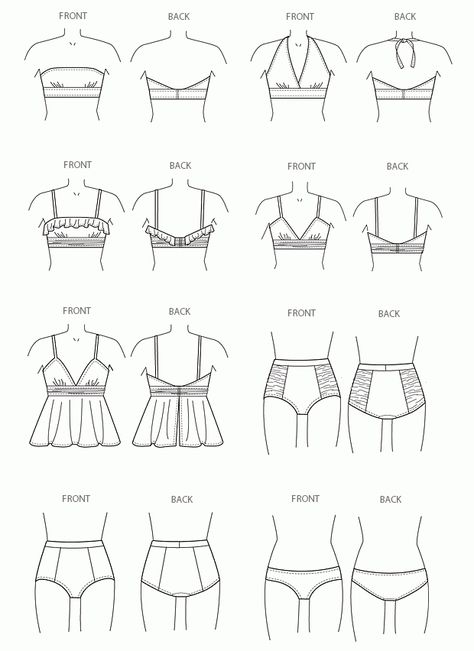 Curvy Swimsuit Sewing Pattern Round-Up Swimwear Sewing Patterns, Swimsuit Pattern Sewing, Halter Bra Top, Fashion Drawing Sketches, Sewing Lingerie, Swimsuit Pattern, Suit Pattern, Mccalls Sewing Patterns, Diy Sewing Clothes