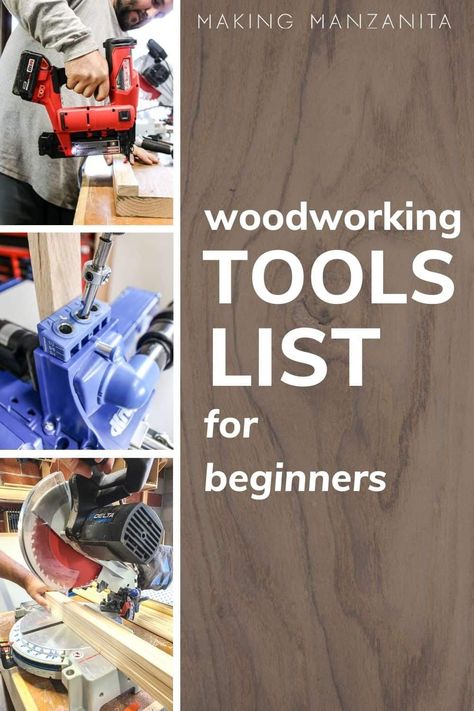 Looking to start a woodworking hobby and need to know what to get? This is post is for you! We show the best 8 woodworking tools for beginners! #woodworking #woodprojects #DIY #tools Woodworking Tools List, Woodworking Tools Router, Woodworking Tools For Sale, Woodworking Tools Storage, Woodworking Tools For Beginners, Essential Woodworking Tools, Woodworking Tools Workshop, Tools List, Best Woodworking Tools