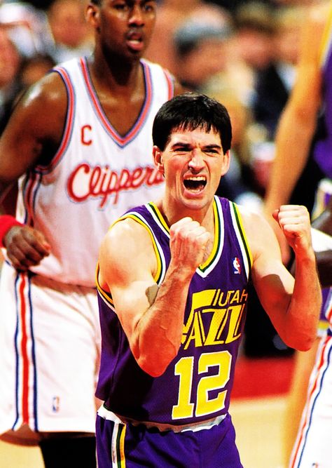 John Stockton Utah Jazz Danny Manning Los Angeles Clippers Utah Jazz Basketball, Utah Summer, Nba Photos, Team Usa Basketball, John Stockton, Best Nba Players, Jazz Players, Karl Malone, Action Photos