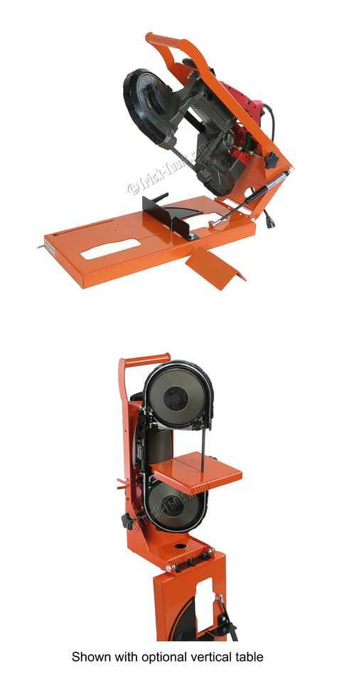 Portaband Pro models for Milwaukee, DeWalt, and Bauer/Harbor Freight portable band saws. Use with optional vertical table or as a chop saw. Metal Band Saw, Band Saws, Portable Band Saw, Chop Saw, Used Woodworking Tools, Welding Shop, Woodworking Tools For Beginners, Harbor Freight Tools, Metal Fabrication Tools