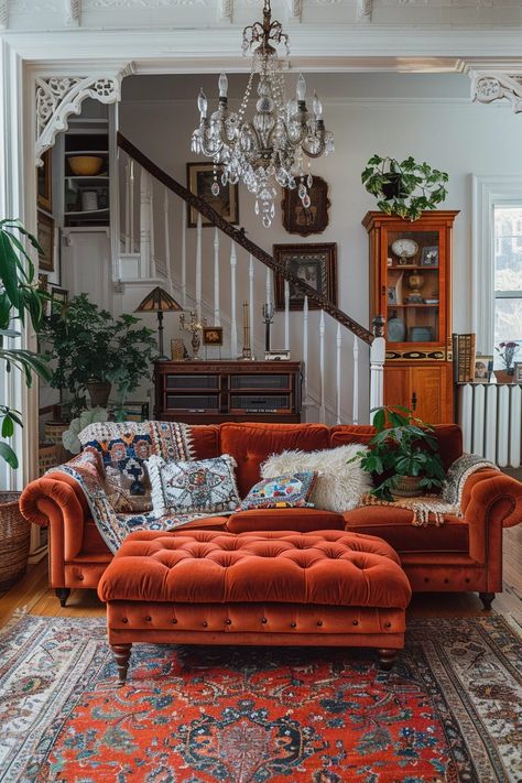 29 Boho Maximalist Living Room Ideas for a Lively Interior 4 Bohemian Maximalist Decor, Antique Living Room Furniture, Coastal Furniture Ideas, Bedroom Nyc, Decorating With Antique Furniture, Vintage Maximalist Decor, Red Sofas, Coastal Living Room Furniture, Living Room Furniture Ideas