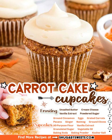 Love Carrot Cake? These delicious Carrot Cake Cupcakes are the best handheld version of the classic dessert. Covered in rich cream cheese frosting, these moist cupcakes are made for sharing this Easter! Butter Cream Cheese Frosting, Moist Cupcakes, Carrot Cake Cupcakes, Beautiful Cupcakes, Decadent Cakes, Classic Desserts, Cupcake Muffins, Mediterranean Diet Recipes, Carrot Cake