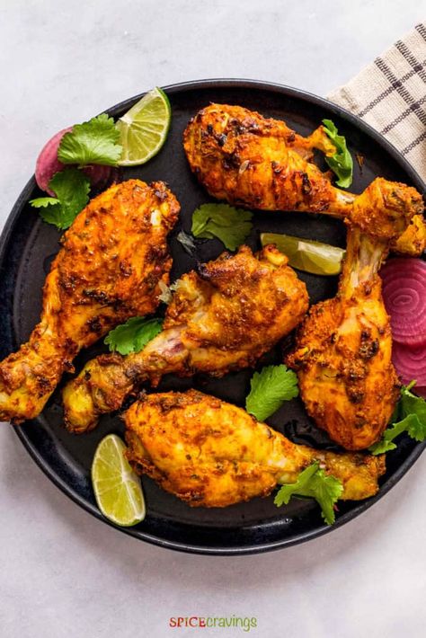 Crispy, juicy, and bursting with flavor, this Air Fryer Tandoori Chicken is a quick and easy twist on an Indian classic. #tandoorichicken #airfryer Air Fryer Tandoori Chicken, Chicken Temperature, Chicken Tandoori, Yogurt Marinade, Cilantro Chutney, Air Fryer Recipes Vegetarian, Chicken Masala, Air Fryer Recipes Chicken, Raw Chicken