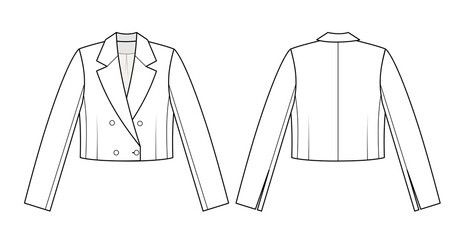 Cropped Blazer Technical Drawing, Blazer Technical Drawing, Blazer Drawing, Figurines Anime, Jacket Drawing, Flat Drawings, Crop Top Jacket, Fashion Figure Drawing, Children Sketch