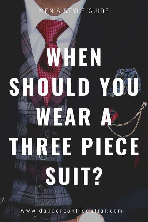 Can you wear a three-piece suit as a two piece? And when's an appropriate occasion to wear a three-piece? Read the article to find out. Three Piece Suit Mens, Black Three Piece Suit, 3 Piece Suit Men, Mens Tweed Suit, Dapper Suits, Dapper Outfit, Dapper Mens Fashion, Classy Suits, Dress Suits For Men