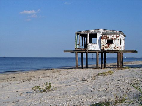 Abandoned Beach House, Broadkill Beach, Delaware, United States Abandoned Beach, Beach Town Aesthetic, Old Beach House, Beach House Aesthetic, Mermaid Stories, New Zealand Beach, Scary Houses, Old Abandoned Houses, Beach Cabin