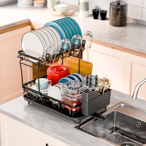 Dish drying rack cabinet