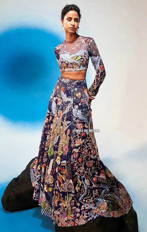 Rahul Mishra - India 🇮🇳 Rahul Mishra Lehenga, Couture Ready To Wear, Rahul Mishra, Indian Designers, Embellished Fabric, Floral Lehenga, Paris Haute Couture, Desi Wear, Bollywood Outfits