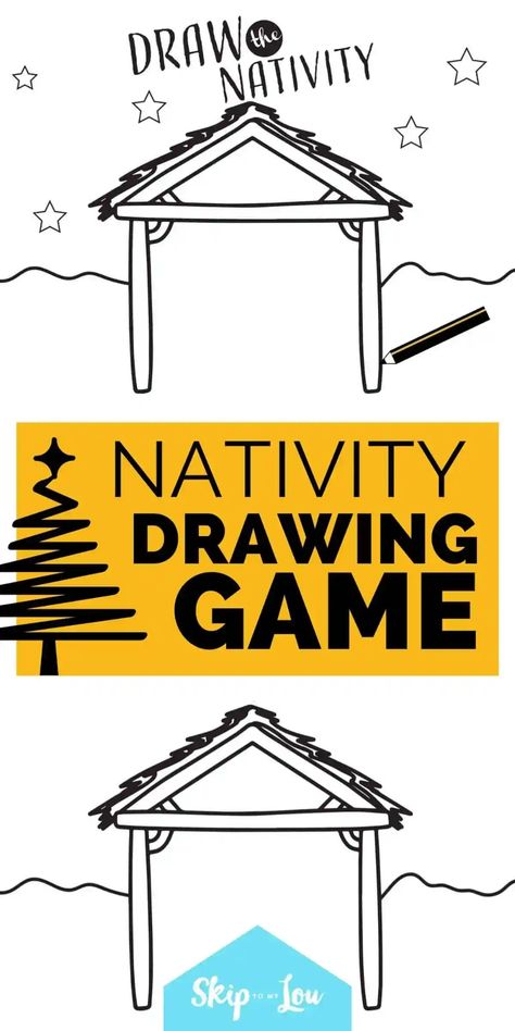 Christmas Paper Plate Drawing Game, Christmas Drawing Game Paper Plates, Christmas Drawing Game With Eyes Closed, Nativity Games For Kids, Nativity Printables Free, Diy Manger Nativity, Christmas Drawing Game, Nativity Games, Nativity Drawing