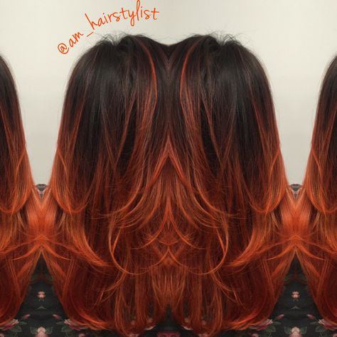 Matrix orange lacquers over a #balayage #ombre @am_hairstylist @aandahaircare #haircolor Black To Orange Ombre Hair, Orange Balayage, Orange Ombre Hair, Dark Ombre Hair, Red Hair Inspiration, Red Ombre Hair, Warm Scarves, Ombre Hair Extensions, Balayage Ombre