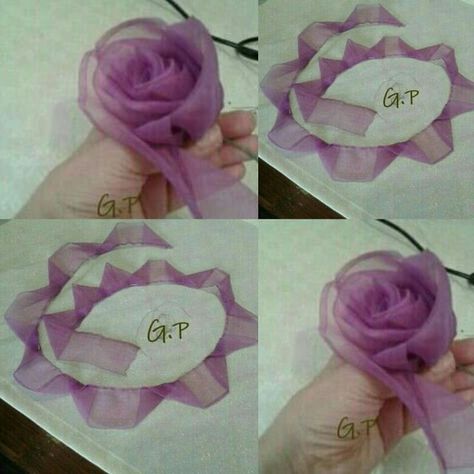 Tulle Headband, Sulaman Pita, Projek Menjahit, Satin Ribbon Roses, Diy Flores, Fabric Flower Tutorial, Tulle Flowers, Cloth Flowers, Ribbon Art