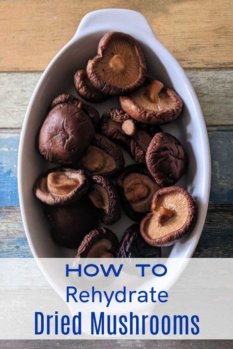 Rehydrated Dried Shitake Mushrooms in oblong white dish. Dried Mushrooms, Pantry Staples, Mushroom Recipes, Made Goods, Chocolate Cookie, Real Food Recipes, Pantry, Clean Eating, Healthy Lifestyle