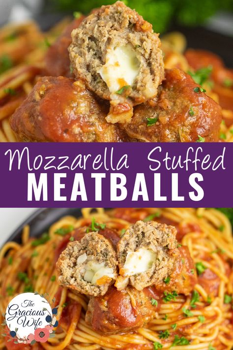 Cheesy and flavorful these Slow Cooker Mozzarella Stuffed Meatballs are saucy and tender with gooey cheese in every bite! Make them easily right in your CrockPot! Recipe Meatballs, Actifry Recipes, Stuffed Meatballs, Mozzarella Stuffed Meatballs, Italian Meatballs Recipe, Pearl Couscous, Appetizer Meatballs, Best Appetizer Recipes, Ground Beef Recipes Easy