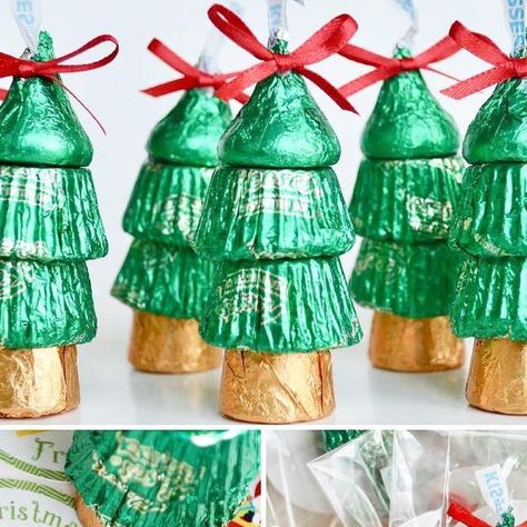 Christmas Tree Peanut Butter Cups, Rolo Candy Crafts, Reese’s Peanut Butter Cup Christmas Trees, Christmas School Treats Prepackaged, Thanksgiving Classroom Gifts, Hershey Kiss Christmas Tree, Christmas Treat Ideas For Kids School, Prepackaged Christmas Treats For Kids, Christmas Treats For Kids Classroom