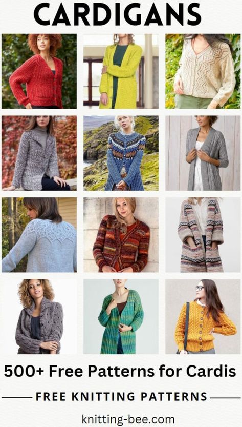 Over 500+ Free Cardigan Knitting Patterns You Will Love Making (498 free knitting patterns) Cardigan Knitting Patterns, Ladies Knitting Patterns, Knitted Cardigans, Knit Cardigan Pattern, Warm Cardigan, Knitting Patterns Free Cardigans, Free Knitting Patterns, Lace Cardigan, Cardigan Pattern