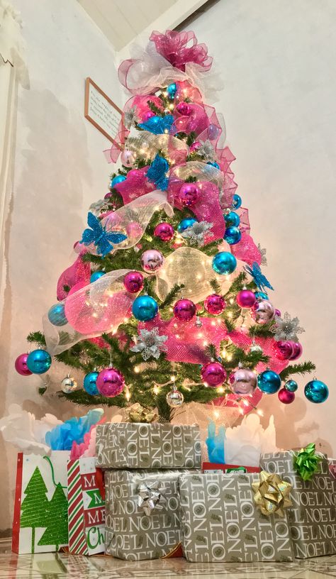 Pink and Blue Christmas Christmas Decor Ideas Pink And Blue, Hot Pink And Blue Christmas Tree, Pink And Blue Christmas Decorations, Pink And Teal Christmas Tree, Pink Blue Christmas Tree, Pink And Blue Christmas Tree, Pink And Teal Christmas, Pink Blue Christmas, Pink And Blue Christmas