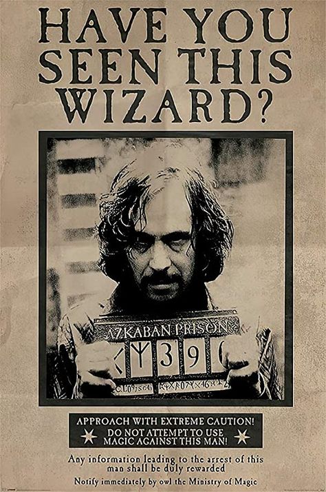 Amazon.com: Harry Potter and The Prisoner of Azkaban - Movie Poster/Print (Wanted: Sirius Black) (Size: 24 inches x 36 inches): Home & Kitchen Poster Harry Potter, Harry Potter Sirius, Harry Potter Knit, Harry Potter Professors, Harry Potter Print, Harry Potter Poster, Black Poster, Ministry Of Magic, The Prisoner Of Azkaban