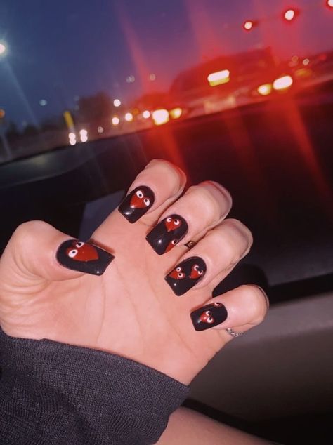 Des Garcons Nails, Comme Des Garcons Nails, Acrylic Nail Designs, Acrylic Nails, Nail Designs, Nails, Design