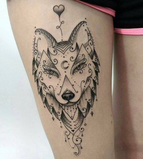 wolf tattoo by DIOGO SCHERER TATTOO Mystic Wolf Tattoo, Big Tattoos, Wolf Tattoos For Women, Tattoo Sonne, Tattoo 2023, Wolf Designs, Beginner Tattoos, Tattoo Pictures, Foot Tattoos For Women