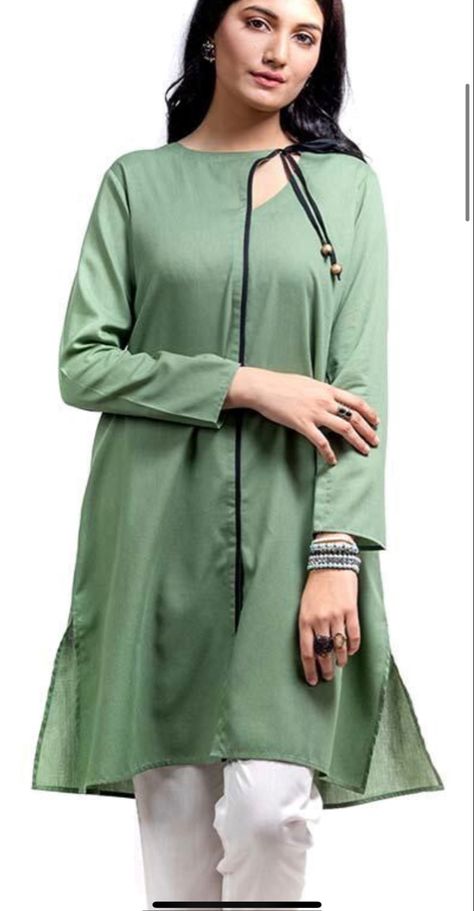 Solid Colour Kurti Designs Latest, Solid Colour Kurti, Colour Kurti Designs, Pakistani Kids Dresses, Long Tunics, Girls Kurti, Elegant Fashion Outfits, Indian Kurti Designs