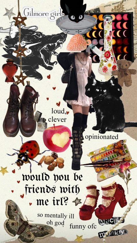 made this for twitter :) enjoy! #vintage #cute #punk #punkaesthetic #witch #cottagecore #aesthetic #aestheticboard Witch Cottagecore, Punk Aesthetic, Cottagecore Aesthetic, Gilmore Girls, Witch, Funny, Twitter