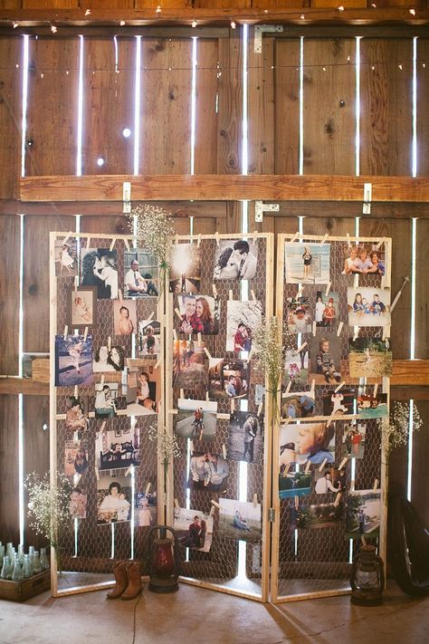 Diy Photo Display, Wedding Photo Display, Rustic Wedding Decorations, Deco Champetre, Interior Vintage, Decoration Photo, Wedding Forward, Rustic Wedding Decor, Diy Photo