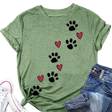 PRICES MAY VARY. ❤Feature of this funny cute dog paws print graphic tee shirts: Exquisite and lovely hot stamping process /Charming Design/Casual& Loose fit/Crewneck/Short Sleeve/Comfy and Soft. ❤Great Gift for Dog lovers: This cute funny dog paws print mom shirts soft and breathable.Full size for every shape of the body. Many colors to choose. It will be needed every day. Really a perfect gift for every dog lovers. ❤High-quality Casual Graphic Tee Tops: This casual crewneck short-sleeved summer Pet Shirts For People, Cute Dog Print Short Sleeve Tops, Mom Graphic Tees, Cheap Dog Print Graphic Tee, Trendy Crew Neck T-shirt With Dog Print, Funny Phone, Dog Shirts, Cheap Summer T-shirt With Dog Print, Funny Dog Shirts